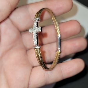 Macy's Diamond East-West Cross Braided Mesh Bangle Braclet